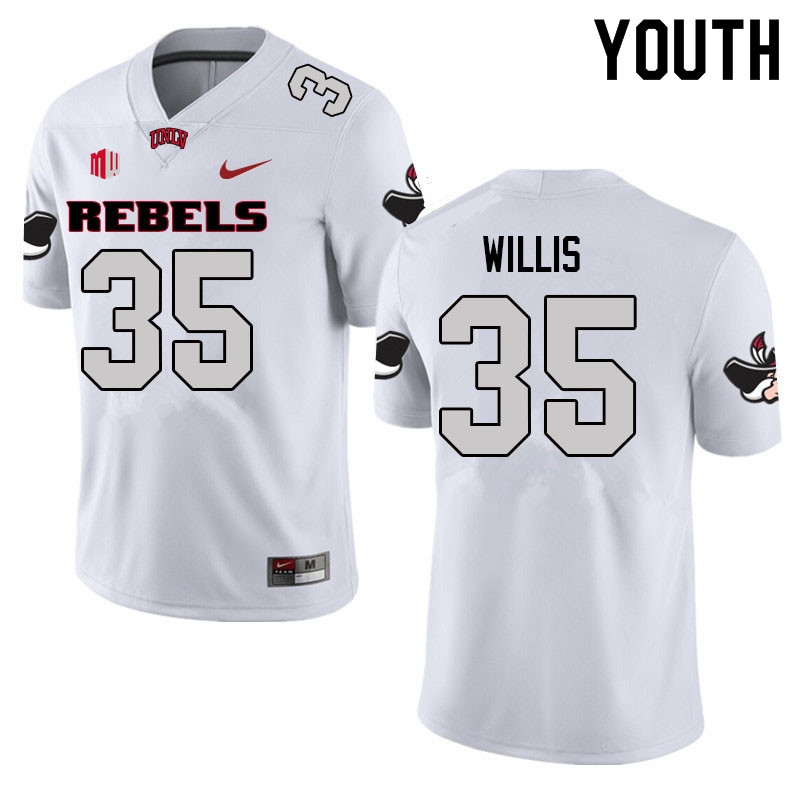 Youth #35 Christian Willis UNLV Rebels College Football Jerseys Sale-White